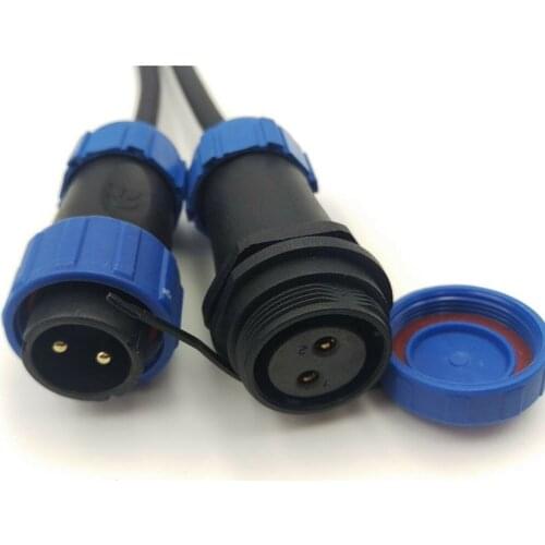 Sp21 2pin waterproof aviation cable connector, panel mount connector plug socket
