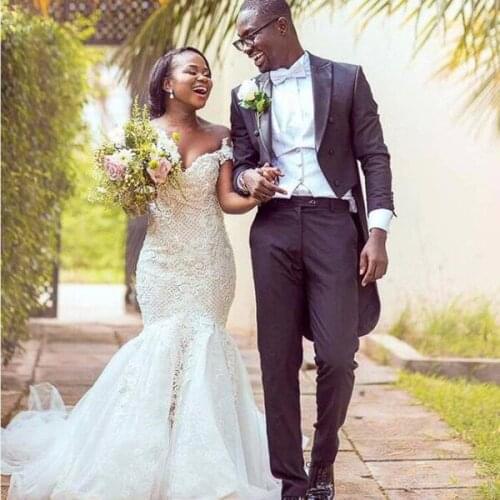 African Mermaid Wedding Dresses Theme-specific Wedding Dresses Large Size Fashion Long Tail Custom Made Bride Wedding Dresses