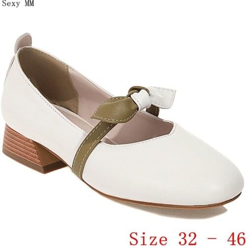 Low Med Heel Shoes Women Pumps Mary Janes Shoes Low Heels Kitten Heels Small Plus Size 32 33 - 40 41 42 43 44 45 46