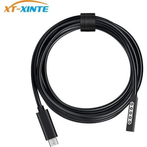 XT-XINTE Type C Power Supply Charger Adapter USB-C Fast Charging Cable 1.5m for Microsoft Surface Pro 1 2 Tablet PD Charging