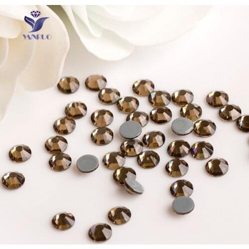 YANRUO 2058HF SS16 3.8-4.0mm Smoked Topaz HotFix Strass Glass Rhinestones Iron On Crystals Decoration Clothes