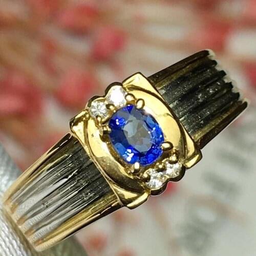Fine Jewelry Pt900 Real Platinum Gold 100% Natural Blue Sapphire 0.28ct Gemstones Sapphire Diamonds Female Wedding Rings