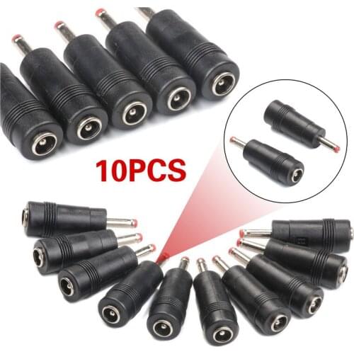 10PC DC Power Adapter Connector Plug DC Conversion Head Jack Female 5.5*2.1mm Turn Plug Male 3.5*1.35mm Set