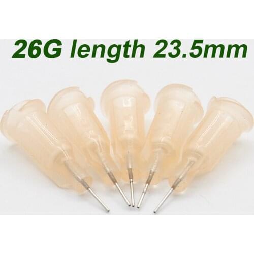 100Pc 26G length 23.5mm Precision passivated S.S. Dispense Tip with PP Safetylok hub, 0.5" Tubing Length glue dispenser needles
