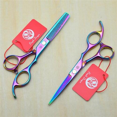 1005Z 5.5'' 16cm Purple Dragon Multicolor Best Hairdressing Scissors Cutting Scissors Thinning Shears professional Hair Scissors