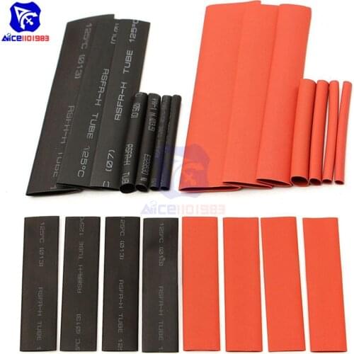 127pcs Red Black Polyolefin Heat Shrink Tubing Cable Tube Sleeving Kit Wrap Wire Set PE Heat Shrink Tubing Set Cable Sleeves