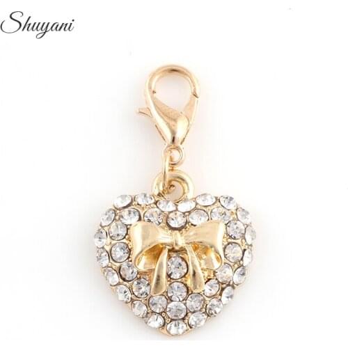 20PcsWholesale Fashion Bowknot Heart Charms Pendant Accessories Fit Necklace Jewelry 19*17mm