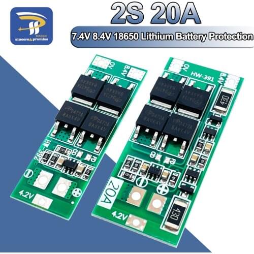 2S 20A 7.4V 8.4V 18650 Lithium Battery Protection Board/BMS Board Standard Balance Version