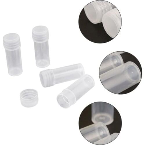 50 Pcs 5ml Plastic Sample Bottle Small Barrel Test Tube Vials Storage Container R3MF