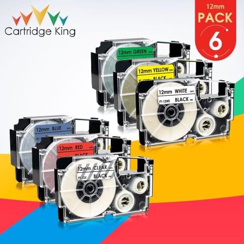 6PK XR-12X XR-12WE XR-12RD XR-12BU XR-12YW XR-12GN for Casio KL-60 KL-120 KL-HD1 KL-P350W KL-G2TC KL-170PLUS KL-820 Printer