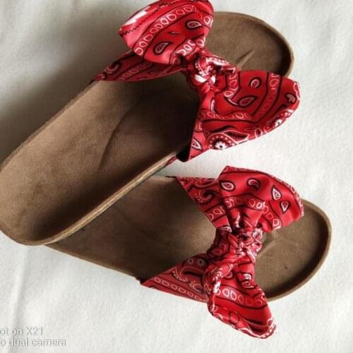Bandana Slides Summer Bowknot Slippers Womens Flat Non-slip Casual Beach Sandals Ladies Shoes