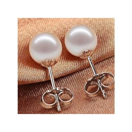 Free shipping 13377 PAIR of South sea genuine white perfect round pearl earring STUD huge