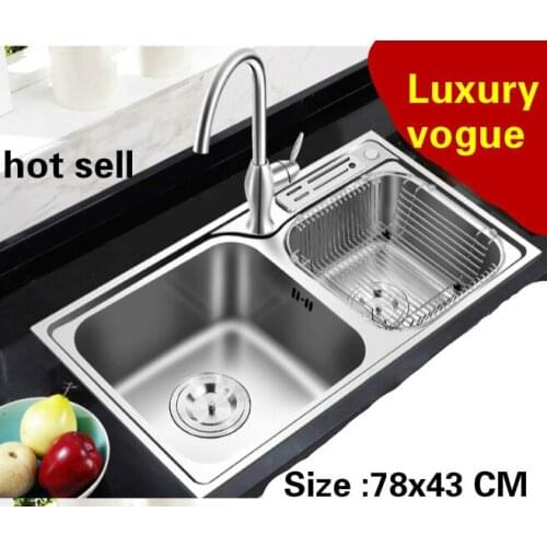 Free shipping Apartment kitchen double groove sink vogue do the dishes 304 stainless steel hot sell small 78x43 CM
