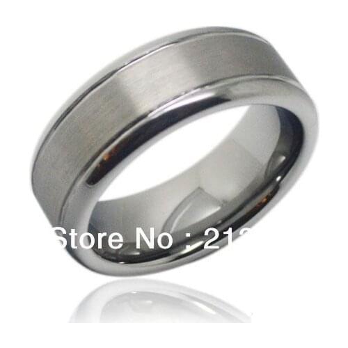 FREE SHIPPING!USA WHOLESALES CHEAP PRICE BRAZIL RUSSIA CANADA UK HOT SELLING 8MM FLAT SATIN&TWO GROOVS TUNGSTEN WEDDING RING