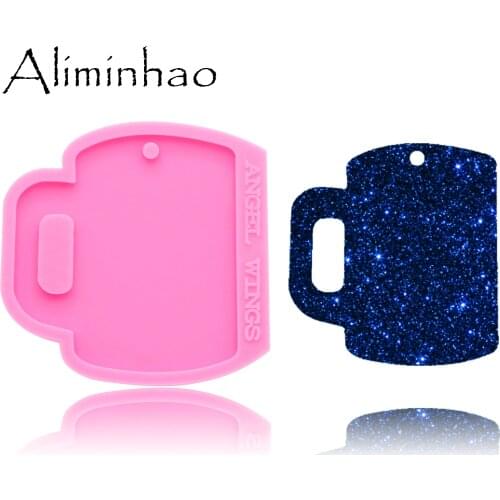 DY0140 Shiny glass cup Silicone Molds For DIY key ring epoxy resin Mold Craft custom keychain