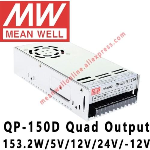 Mean Well QP-150D meanwell 5V/12V/24V/-12V DC 153.2W Quad Output with PFC Function Power Supply online store