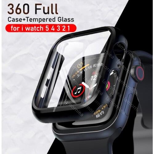 Case+Tempered Glass For Apple Watch 40mm 44mm Series 5 4 Screen Protector coverage Bumper case for i watch Series 3 2 38mm 42mm