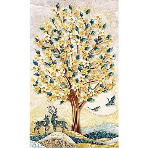 Flower Tree Deer Elk Diamond Painting Animal Floral Round Full Drill Nouveaute DIY Mosaic Embroidery 5D Cross Stitch Decor Gifts