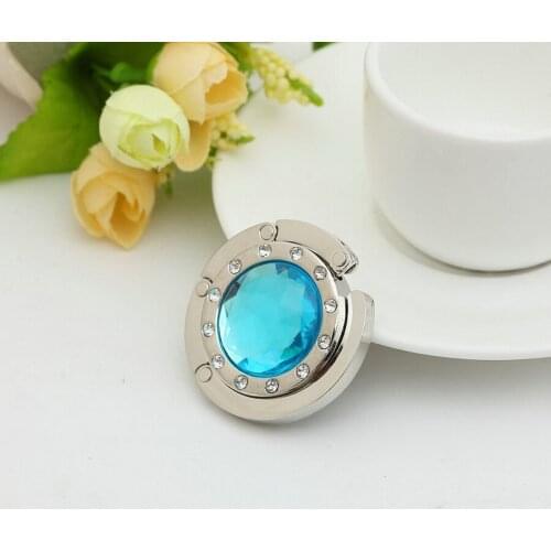 By dhl 100pcs Portable Folding Table Desk Hanging Clip Crystal Alloy Purse Handbag Bag Hanger Hook Holder