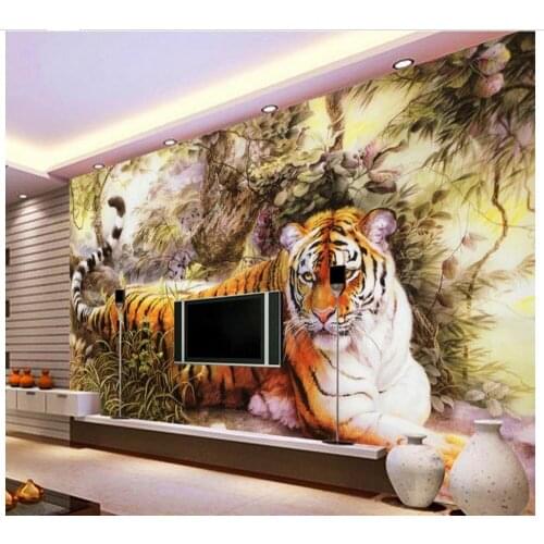 Home Decoration wallpaper modern 3d Design of China Wind Tiger TV Wall Background wall 3d wallpaper