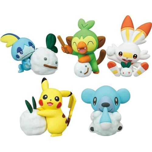 Genuine TAKARA TOMY Pokemon Sword Shield Anime Figures Doll Gacha Pikachu Sobble Scorbunny Grookey Cubchoo Collection Model Toys