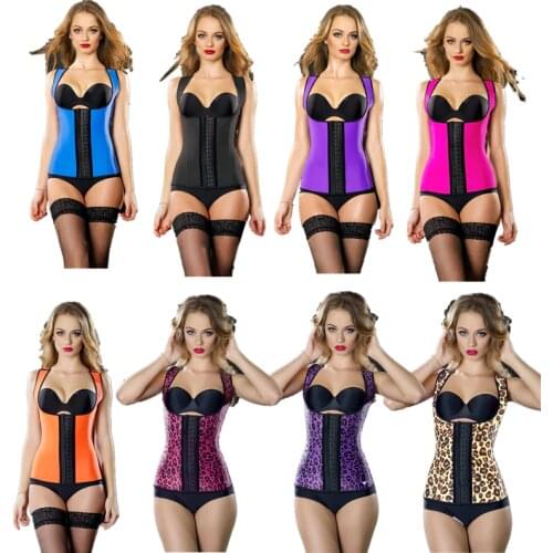 Hot Sale Latex Waist Cincher Body Shaper Workout Leopard Vest Waist Corsets Trainers Waistcoat Slimming M1307