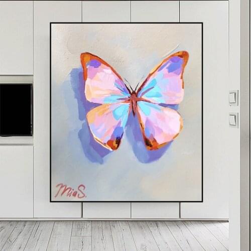Canvas Print Colorful Butterfly Oil Paintings On The Wall Art Poster Modern Abstract Insect Pictures For Living Room Home Decor