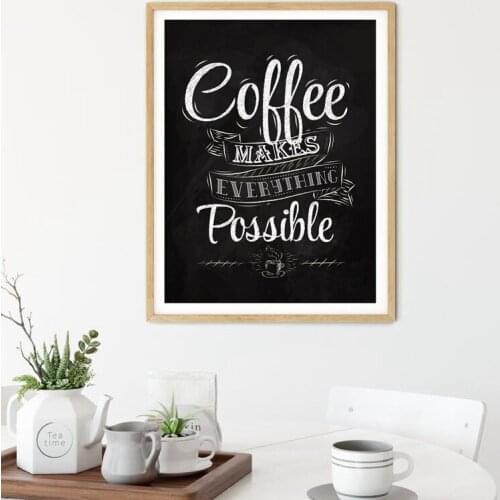 Coffee Vintage Print Cafe Wall Art Retro Poster Decor Chalk Blackboard Style Art Canvas Painting Coffee Shop Wall Picture