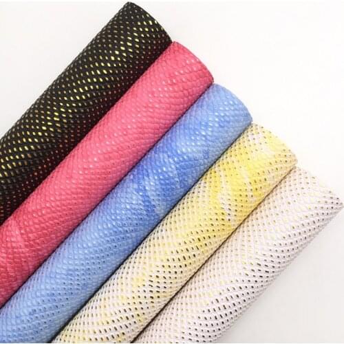 LEOsyntheticoDIY Snake Embossed Synthetic Faux Fabric Leather Felt Backing Vinyl Fabric For DIY Bows 21X29CM R133