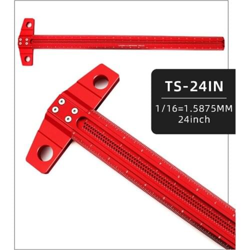 24BB Woodworking Scriber T Type Woodworking Hole Positioning Crossed Gauge T-Type Ruler 16in/24in for Carpenter