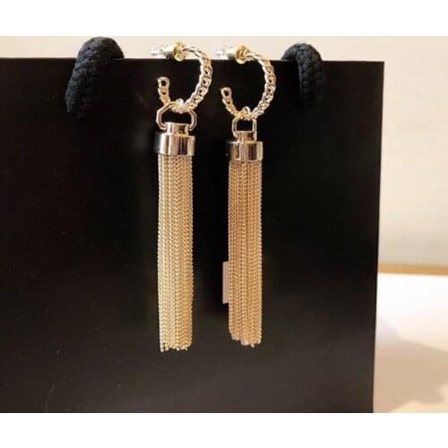 Fashion Jewelry Tassel earrings Earrings White Crystal Tassel Design Tassel Big Earrings Top Quality Fashion Party Women Jewelry