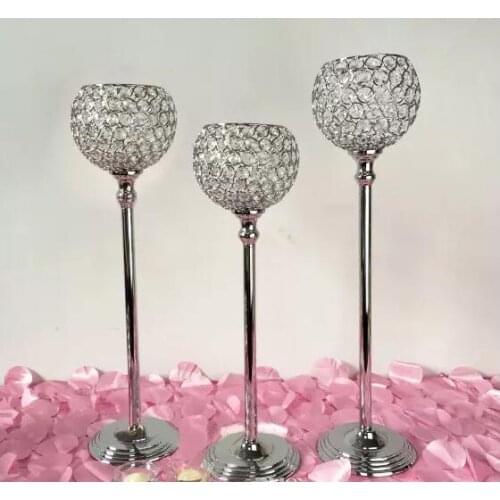 Crystal Candle Holders Set Metal Candlestick Wedding Party Candle Stand Table Centerpieces Home Holiday Decoration Candelabra