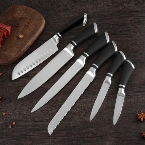 Black hoop horseshoe handle knife set stainless steel kitchen knives Western-style multi-purpose kitchen knives