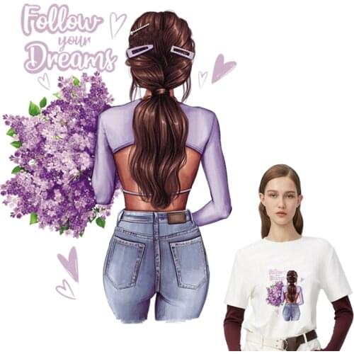 Patches For Woman T-Shirt Jeans DIY Heat Press Appliqued Washable Garment Iron On Patch Appliques On Clothes