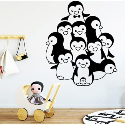 Penguins Wall Stickers Little Baby Vinyl Decal Kids Room Decoration Lovely Animals Nursery Art Mural Removable Home Decor O200