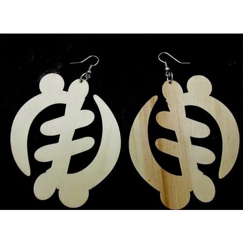 5pairs/lot Unfinished Adinkra Gye Nyame Wood Earrings