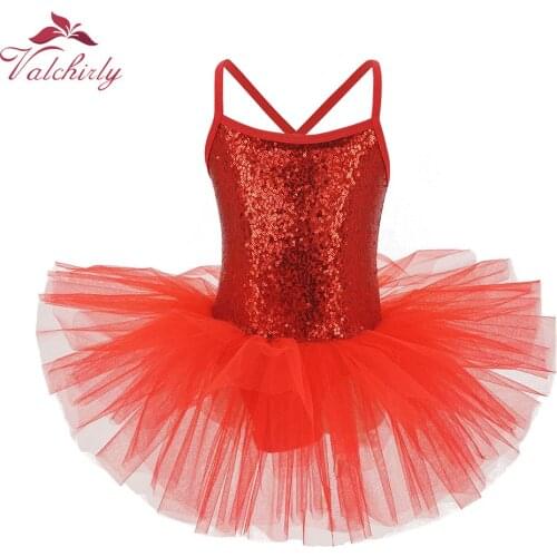 New Red Sequines Ballerina Fairy Prom Party Costume Girls Dance wear Gymnastic Ballet Leotard Tutu Dress