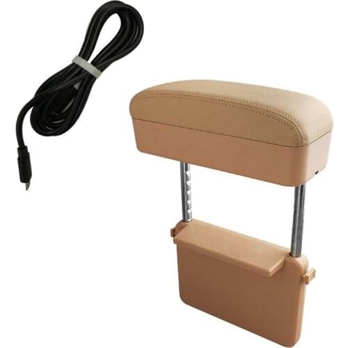 Upgrade Car Armrest Box Storage Adjustable Car Elbow Support Case Auto Seat Organizer Wireless Charging with USB