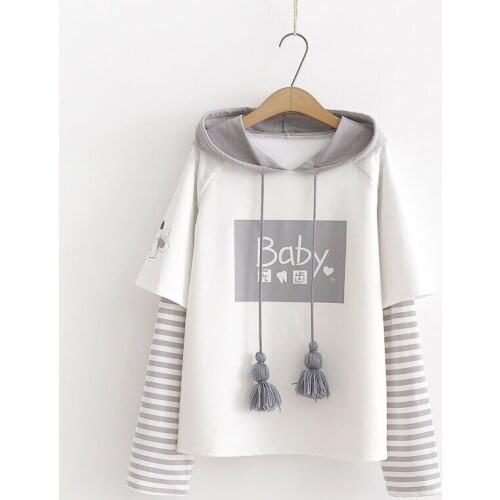 Ulzzang Pullover Coats Kawaii Clothing Ropa Harajuku Hoodie Striped Sweatshirt