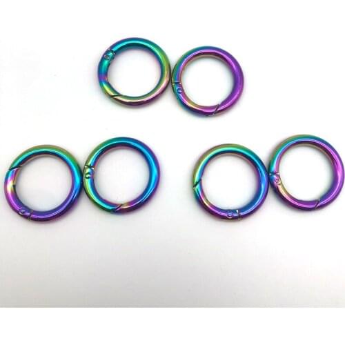 Most Popular Rainbow Color 25MM Zinc Alloy Metal O Rings Spring Buckles For Belt Strap Dog Chain Buckles