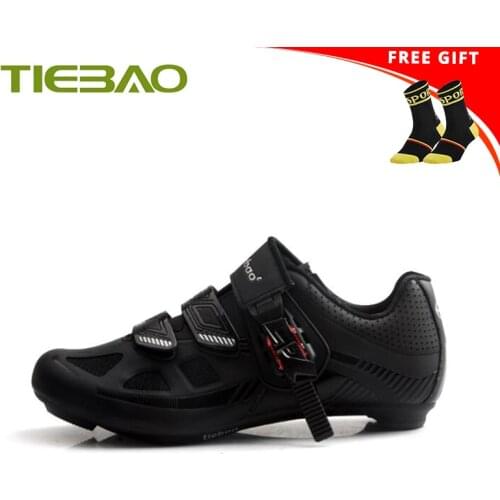 Tiebao Road Bicycle Shoes Men Breathable Self-locking Sapatilha Ciclismo SPD-SL Outdoor Cycling Sneakers Pro Riding Bike Shoes