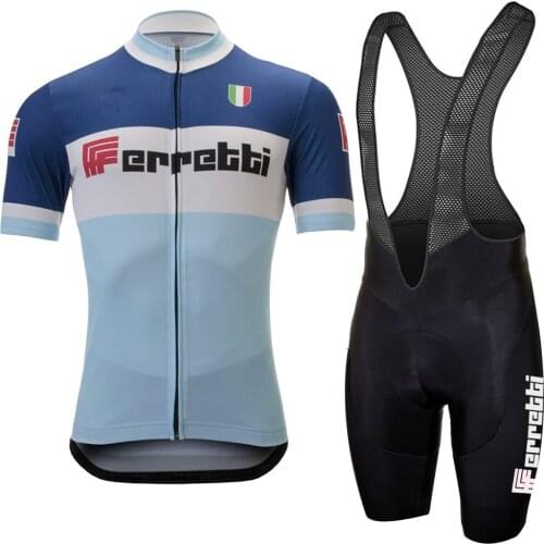 Hot Classic Retro Summer Mens Cycling Jersey Set Bib Gel Breathable MTB Team Racing Sport Bicycle Clothing Quick Dry