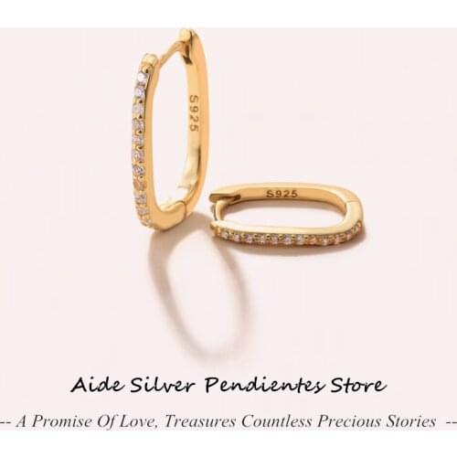 AIDE Vintage 925 Sliver Thick Link Huggie Earrings For Women Geometric Two Round Circle Pendant Gold Earrings Jewelry Brincos