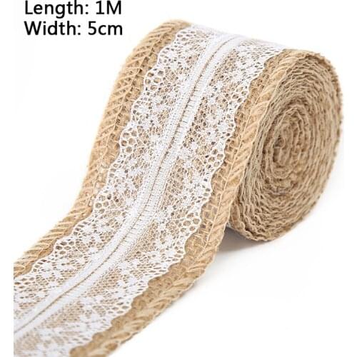 1Meter/Roll Natural Jute Burlap Ribbon Hessian Lace Jute Roll For Rustic Wedding Decoration Christmas Party Supplies