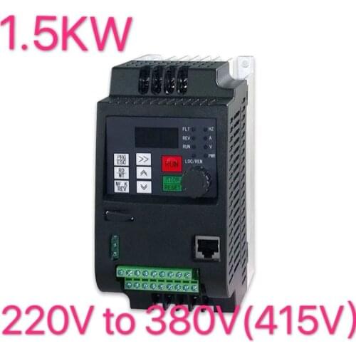 1.5KW VFD Input 220V 1ph to Output 380V 3ph Variable Frequency Inverter for Motor Speed Control