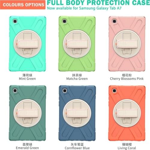 3-layer Protection Tablet Case for Samsung Galaxy Tab A7 10.4 inch T500 T505 T507 Cover 360 Rotatable Kickstand with Strap+film