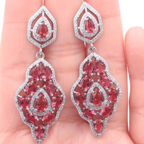 45x31mm Stunning Long Big Tanzanite Ladies Wedding Gift For Ladies Silver Earrings