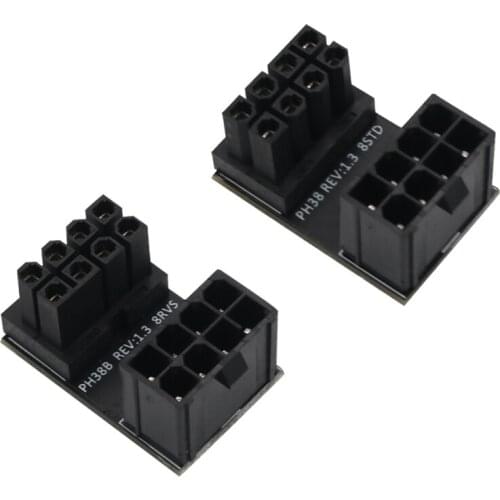2PCS ATX 8Pin Female to 8Pin Male 180 Degree Angled Power Adapter Converter for Desktops image Card