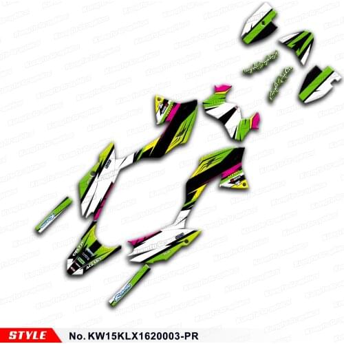 Aftermarket MX Graphics Custom Sticker Kit for KLX150BF KLX 150 BF 2016 2017 2018 2019 2020, Style No. KW15KLX1620003-PR