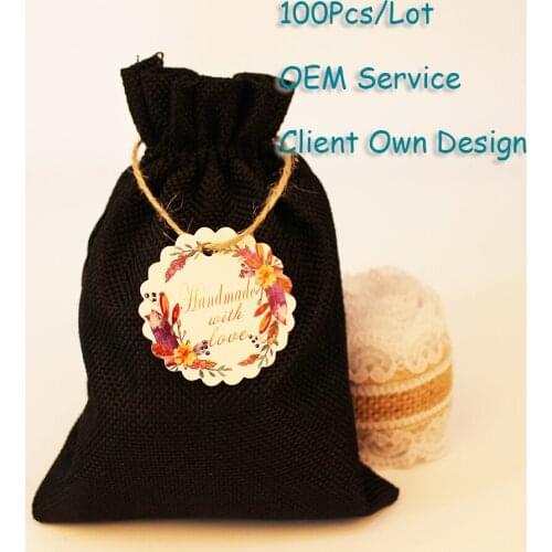 Floral Hangtag Organza Bag Tag Natural Burlap Bag Tag White/Brown/Black/Black Kraft Paper Card Printing Hangtag Can Customized